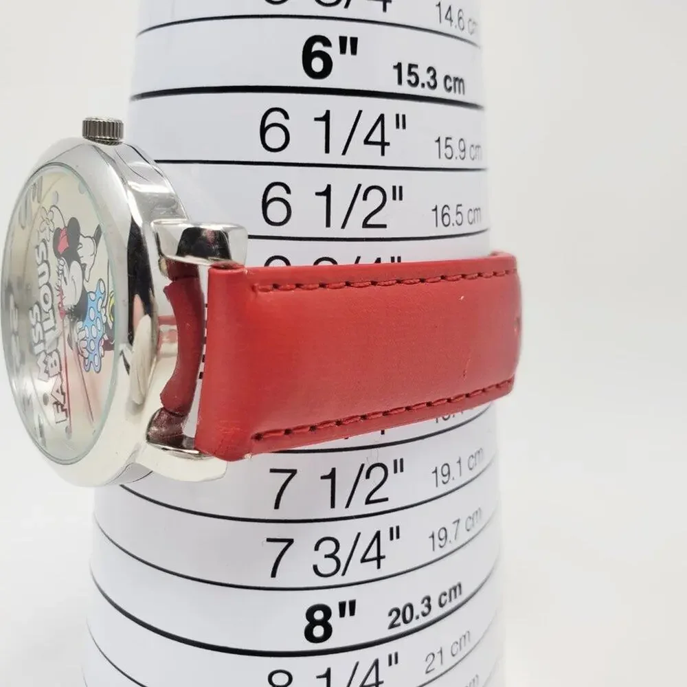 Disney Minnie Mouse Fabulous Red Watch NIP Leather-Like Band